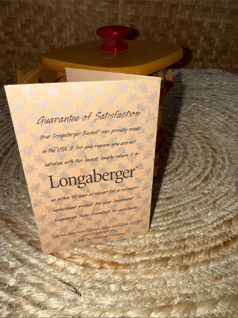 Longaberger 2000 Let It Snow Tree Trimming Basket w Lid Tie-On - Picture 9 of 13
